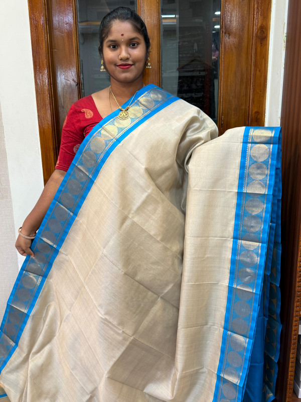 Silk Cotton Korvai Special Tussar And CS Blue(SCKSS140)