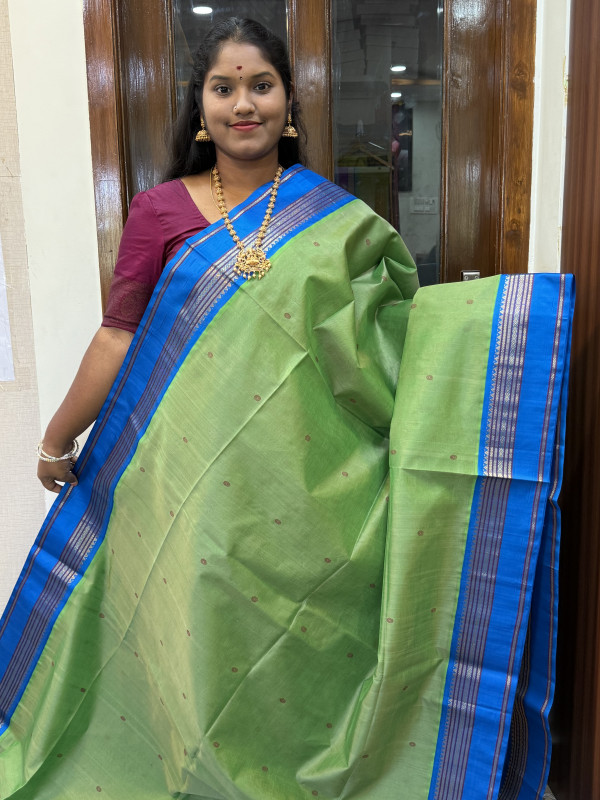 Silk Cotton Kalakshetra Kuppadam Border Teal Green And CS Blue(SCKBK10)