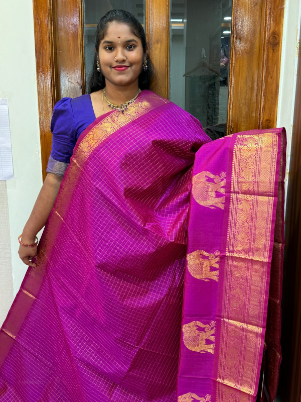 Silk Cotton Body Zari Kattam Self Vadamalli (SCZK06)