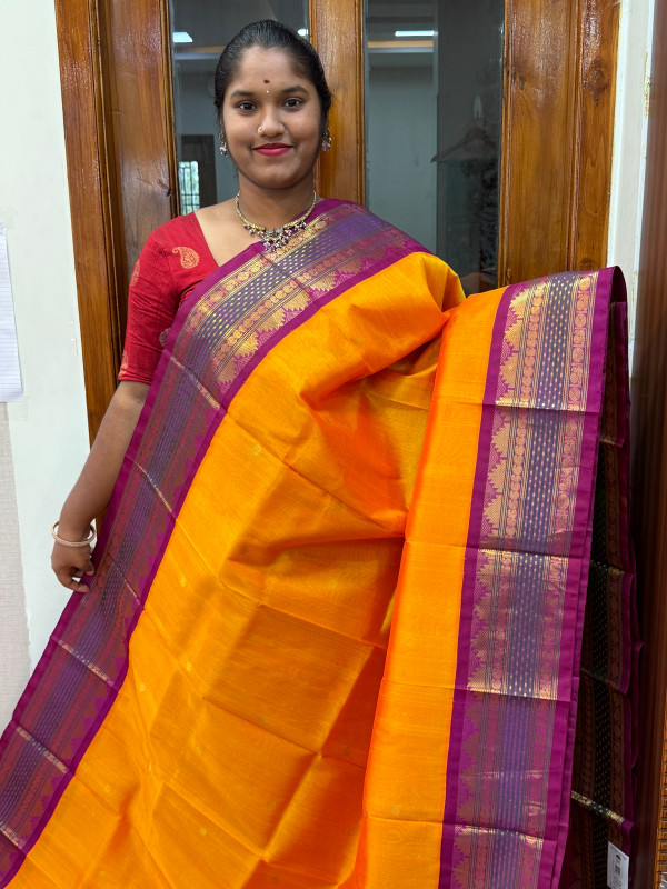 Silk Cotton Korvai Buttas Special Border Mambala Manjal and Vadamalli (SCKBSB05)