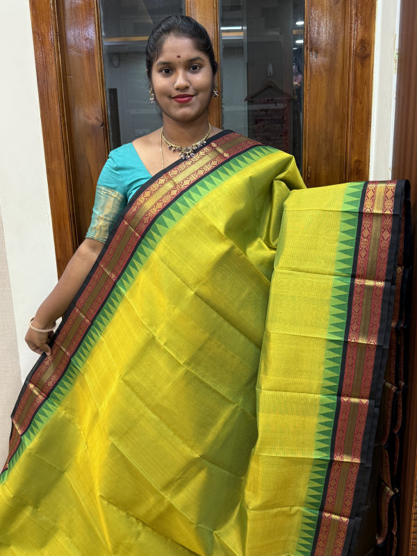 Silk Cotton Korvai Vairaoosi Dual Shade Green And Black(SCKVTB10)