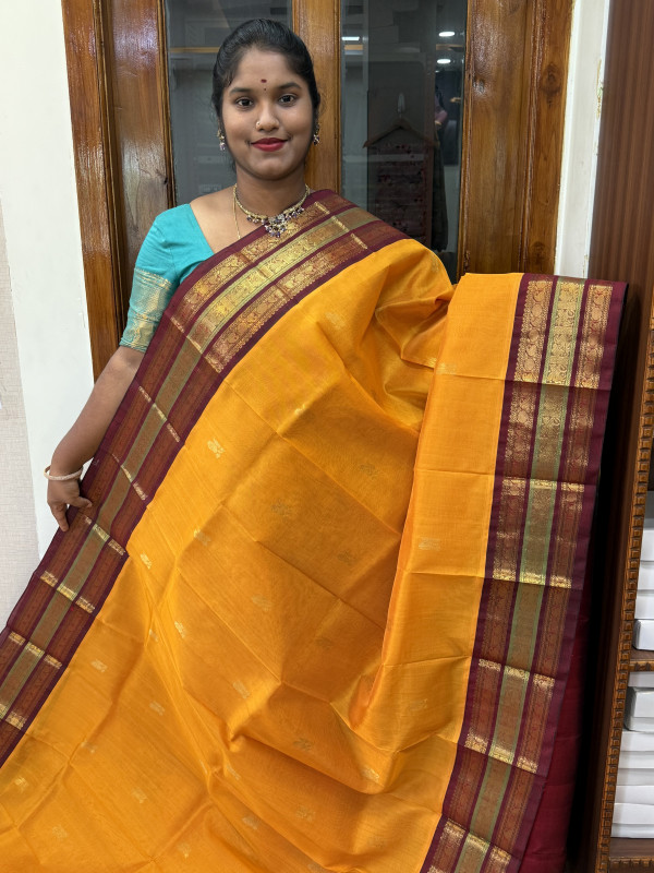 Silk Cotton Korvai Buttas Triple Tone Border Mustard and Araku (SCKTTB22)