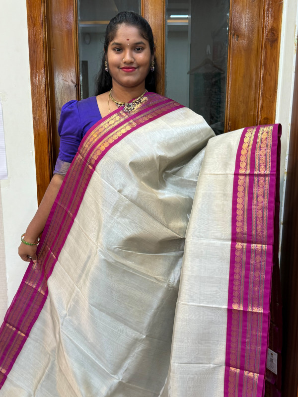 Silk Cotton Korvai Special Silver Grey And Vadamalli (SCKS11)