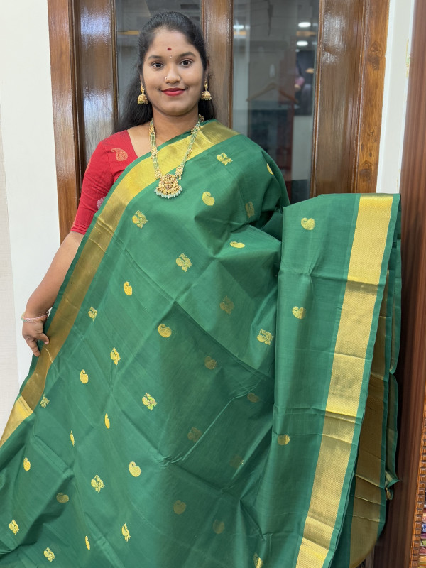 Silk Cotton Medium Body Buttas Self Colour Green(SCMBB65)