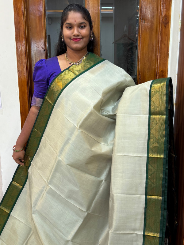 Silk Cotton Korvai Special Pastel Green And Green(SCKS04)