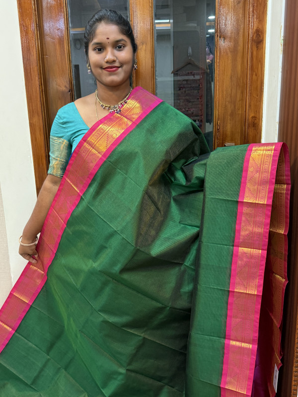 Silk Cotton Korvai Vairaoosi Green And Pink(SCKVS27)