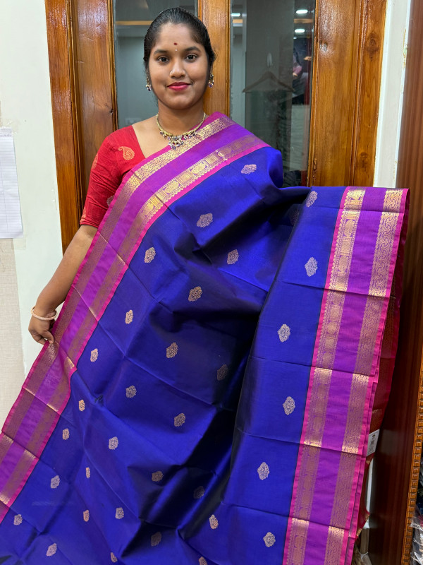 Silk Cotton Rettapet Border Violet And Pink(SCRB05)