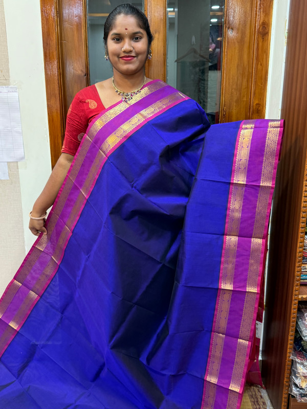 Silk Cotton Rettapet Border Violet And Pink(SCRB03)