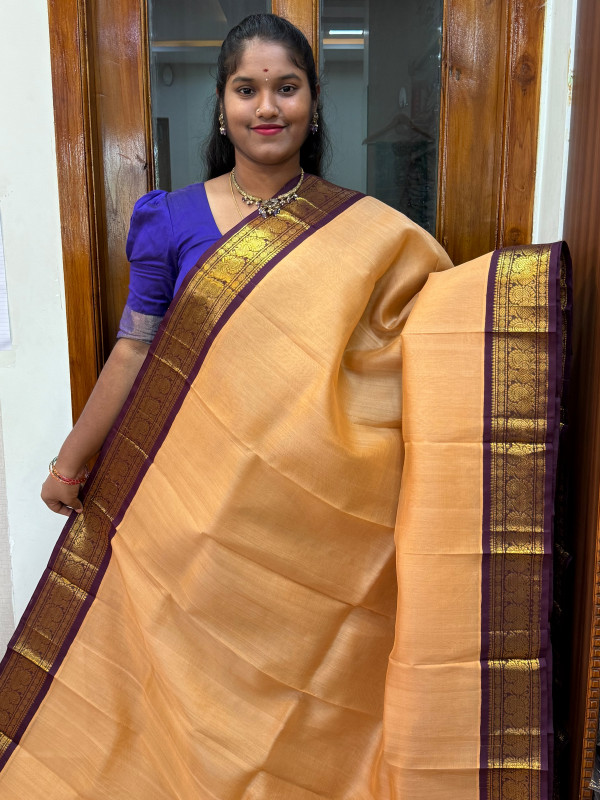 Silk Cotton Korvai Special Beige And Brown (SCKS10)