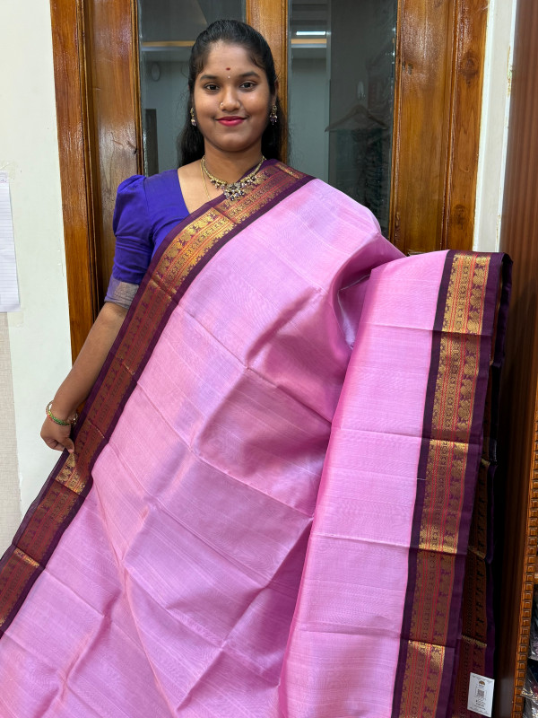 Silk Cotton Korvai Special Baby Pink And Wine(SCKS15)