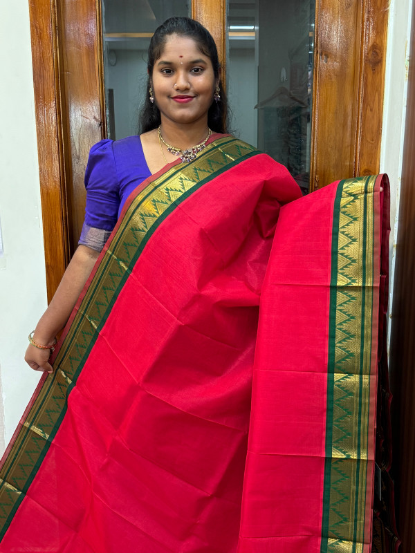 Silk Cotton Korvai Special Red And Green(SCKS01)