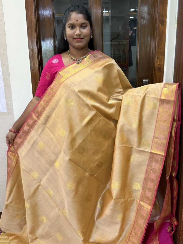 Silk Cotton Big Body Buttas Beige And Pink(SCBZB1)