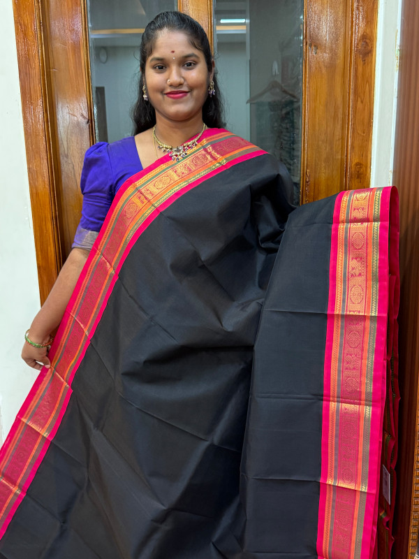 Silk Cotton Korvai Special Black And Pink(SCKS17)