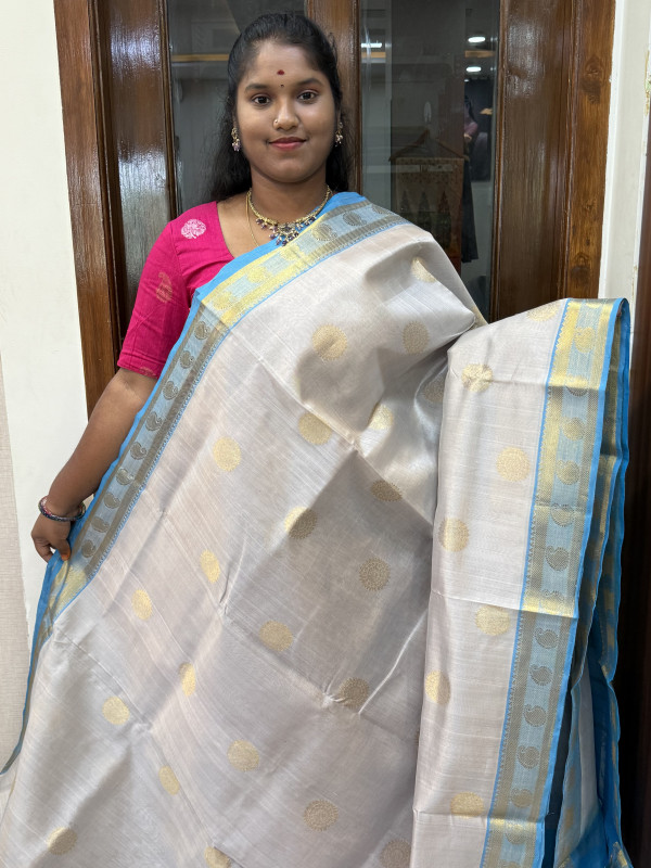 Silk Cotton Big Body Buttas Silver Grey And CS Blue(SCBZB5)