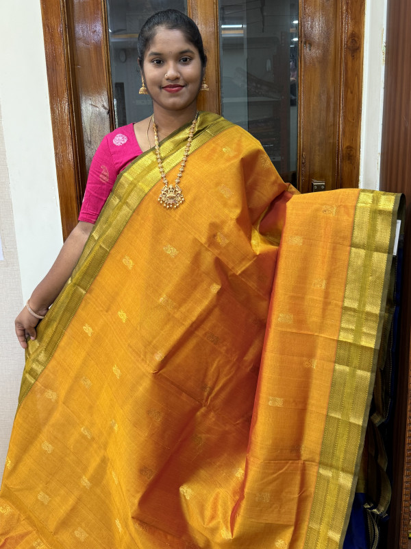 Silk Cotton Medium Body Buttas Sampangi And Royal Blue(SCMBB72)