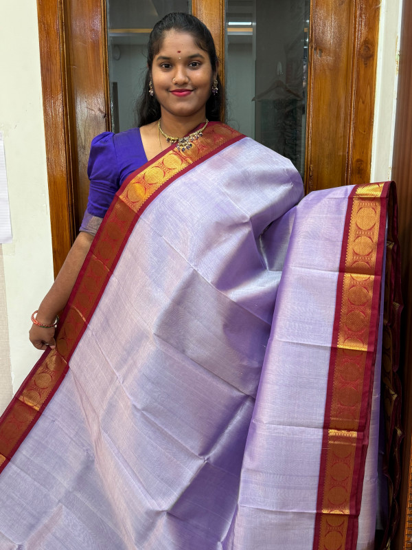 Silk Cotton Korvai Special Dual Shade Lavender And Maroon(SCKS03)