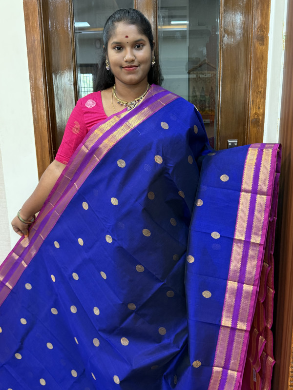 Silk Cotton Medium Body Buttas Violet And Pink(SCMBB17)