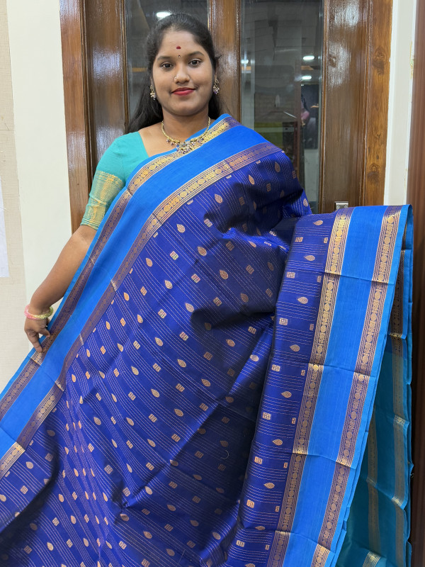 Silk Cotton Checked Buttas Violet And CS Blue(SCRBPV97)